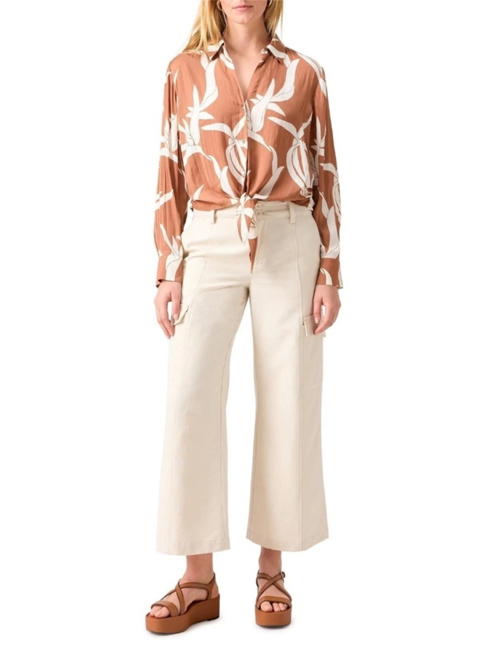 NWT Sanctuary Rebel Wide Leg Ankle Cargo Pants Birch Size 32